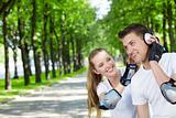 Smiling couple in park
