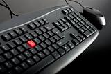 Close-up of black keyboard with mouse