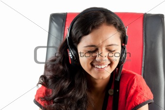Indian girl enjoying music