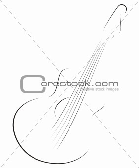 Image Description: Symbol of guitar in sketch style on white