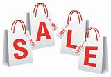 sale, white shopping bags, vector