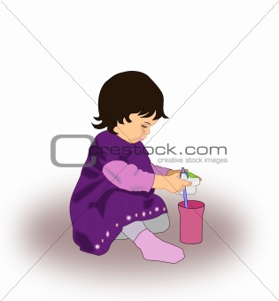 Little girl with drinking bottle.