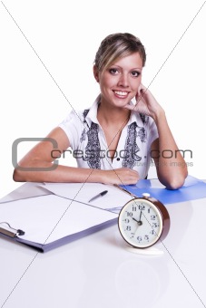Businesswoman sitting with documents