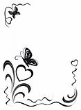 butterfly, hearts and floral ornamen