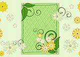 Seamless leaf-and-flowers green pattern (vector)
