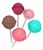 3d colorful sweet lollipops