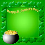 Happy St Patricks Day Pot of Gold Shamrock Leaves