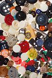 Many different sized and shaped buttons