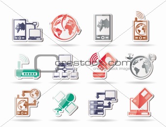 communication, computer and mobile phone icons