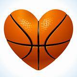 Ball for basketball in the shape of heart