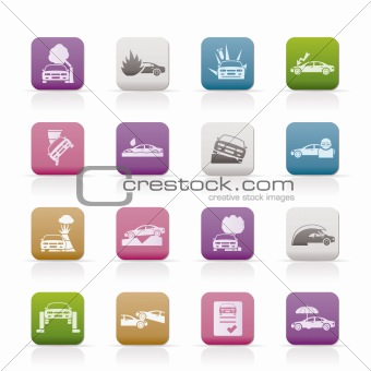 car and transportation insurance and risk icons
