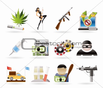 mafia and organized criminality activity icons