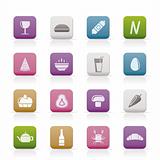 shop, food and drink icons