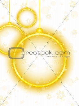 Golden Neon Christmas Ball on White Background