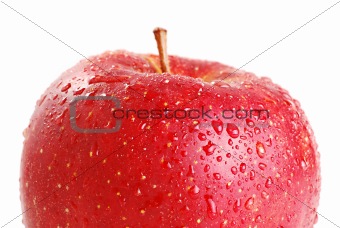 Wet apple isolated on white