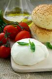 Italian  mozzarella cheese tomatoes olive oil and bread
