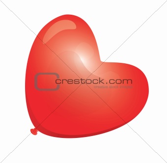 Red Heart-Shaped Balloon.  Vector EPS10 Illustration.