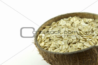 Pile of uncooked wheat flakes
