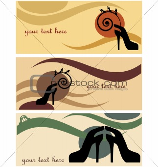 set of cards with shoes illustration