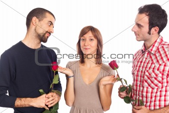 Young Woman with Two Boyfriends