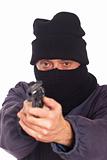 Thief Aiming a Gun on a Robbery