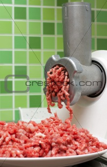 Meat grinder on kitchen