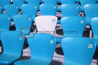 Blue Tribune Seats in a stadium - detail view