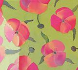 red poppies on green background