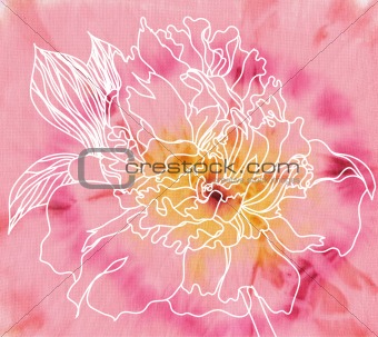 peony  flower on batik background