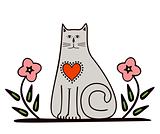 Cat with flower. Vector