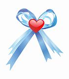 Blue bow and red heart
