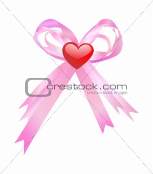 Pink bow and red heart