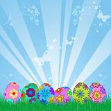 Easter Eggs Hunt with Colorful Floral Design