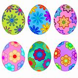 Colorful Easter Eggs with Floral Design