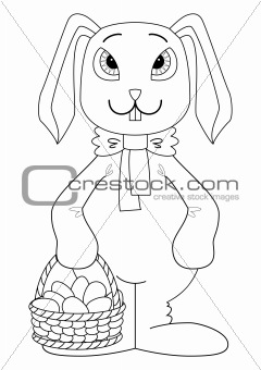 Rabbit with Easter eggs, contour