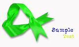 green ribbon with bow on a white background 
