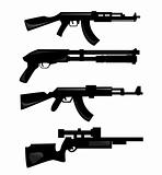 vector collection of weapon silhouettes