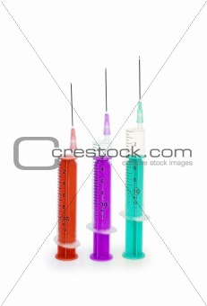 Three syringes isolated on the white background