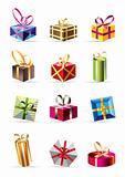 set of colorful gift boxes