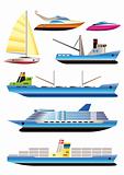 different types of boat and  ship icons