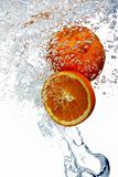 Oranges dropped into water