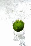 Lime is dropped into water