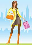 fashion shopping girls with shopping bag in New York