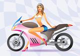 vector image of sexy biker girl