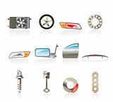 Realistic Car Parts and Services icons
