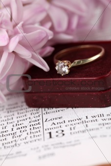 Bible and engagement ring
