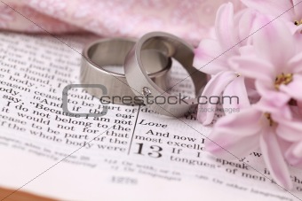 Bible and wedding rings