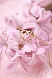 Gold necklace with heart on hyacinth