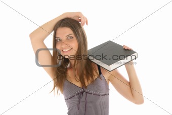 Young happy woman with book