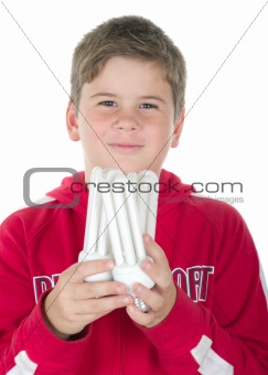 Boy holds a bulb